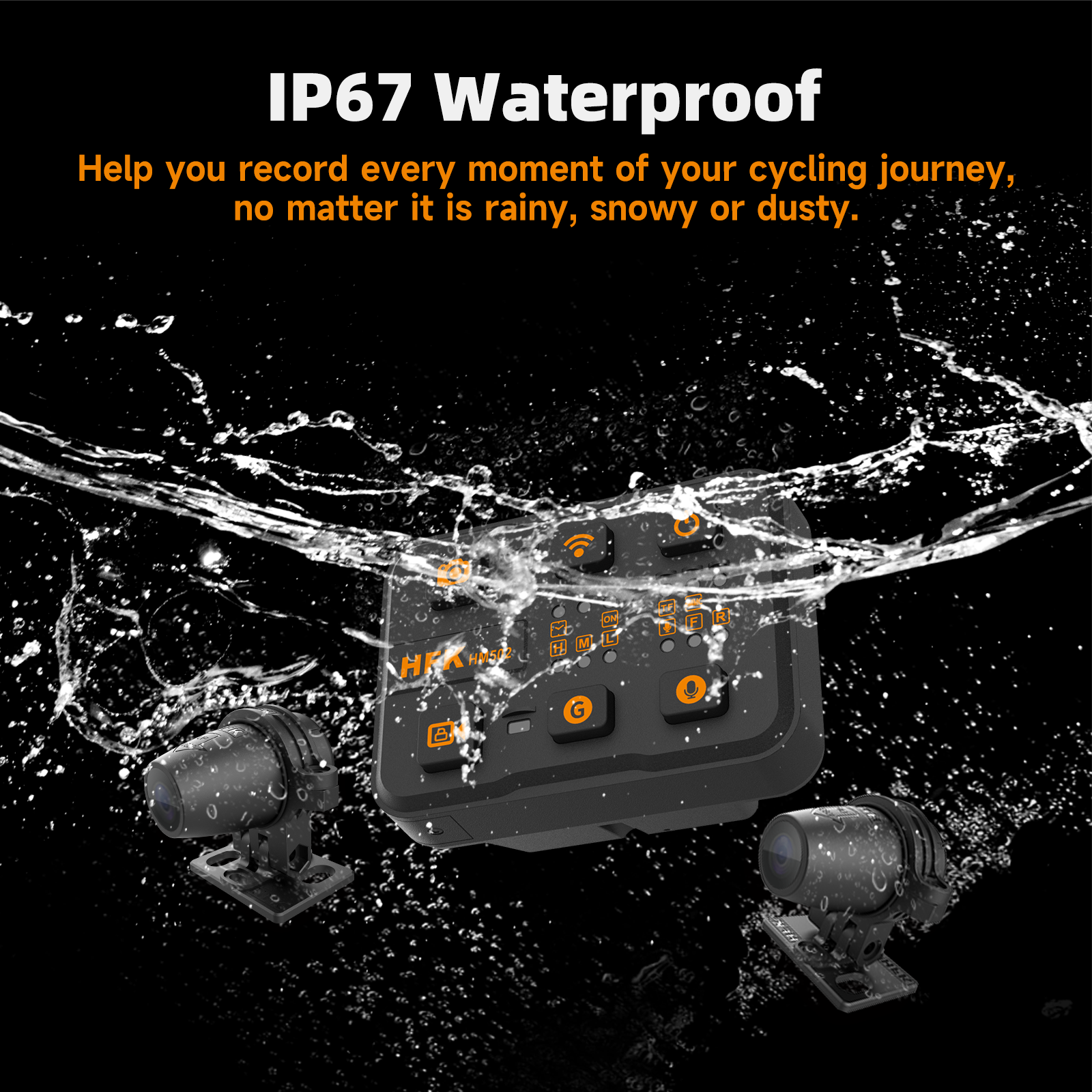 HFK HM502 Motorcycle Dash Cam – 1080P Ultra HD Dual Lens with GPS and WiFi