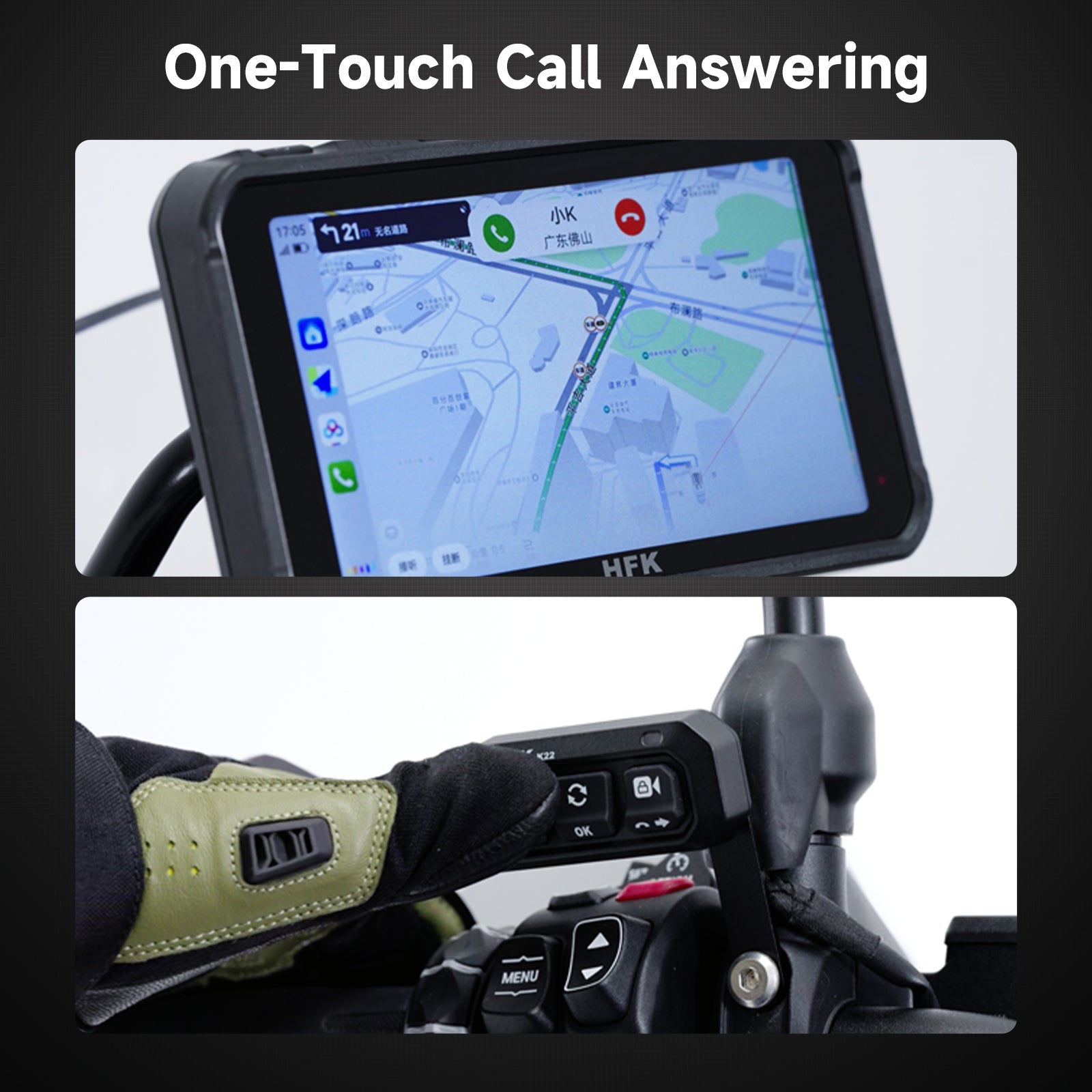 HFK K22 Wireless Remote Controller, Remote Control for HC50 Motorcycle Carplay