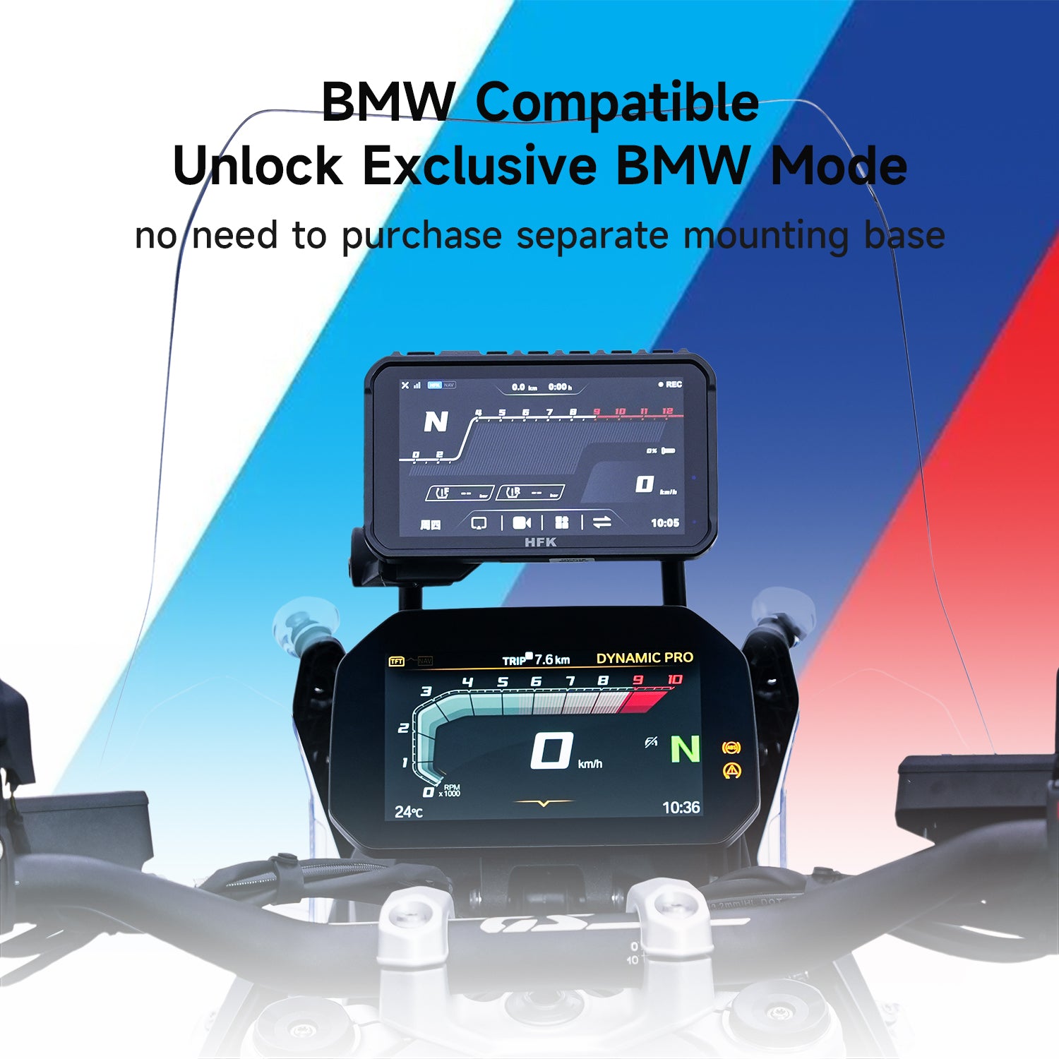 HFK HC50-RM Smart Motorcycle CarPlay GPS with Quick-Release & Dash Cam (Quick-Release)