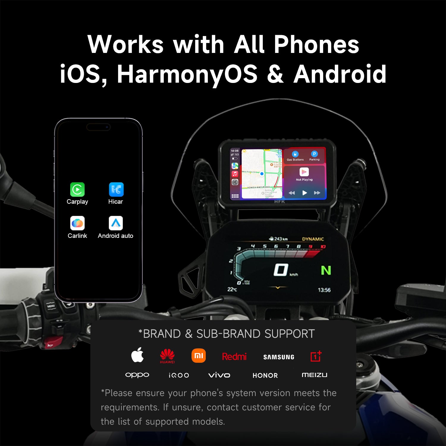 HFK HC50 Motorcycle Carplay Dashcam – Dual Lens Full HD Camera with Night Vision