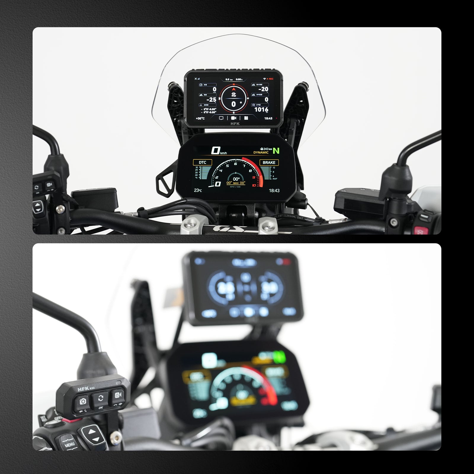 HFK K22 Wireless Remote Controller, Remote Control for HC50 Motorcycle Carplay