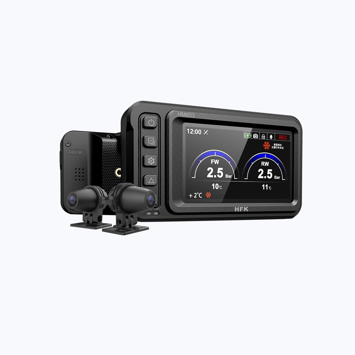 HFK HM603 Motorcycle Dash Cam – 2K Dual Lens, Waterproof with Night Vision and WiFi