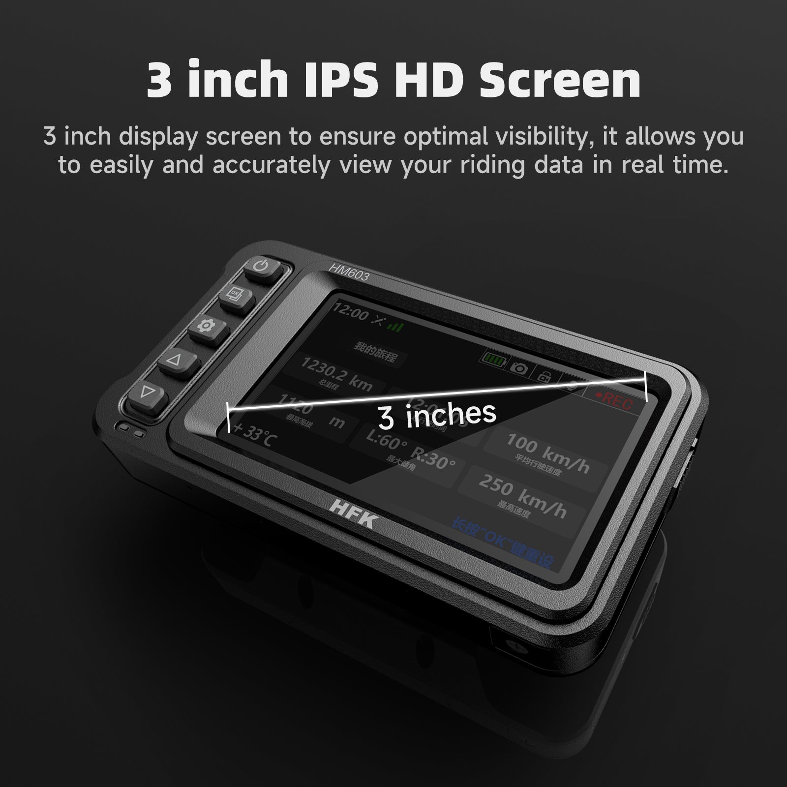 HFK HM603 Motorcycle Dash Cam – 2K Dual Lens, Waterproof with Night Vision and WiFi