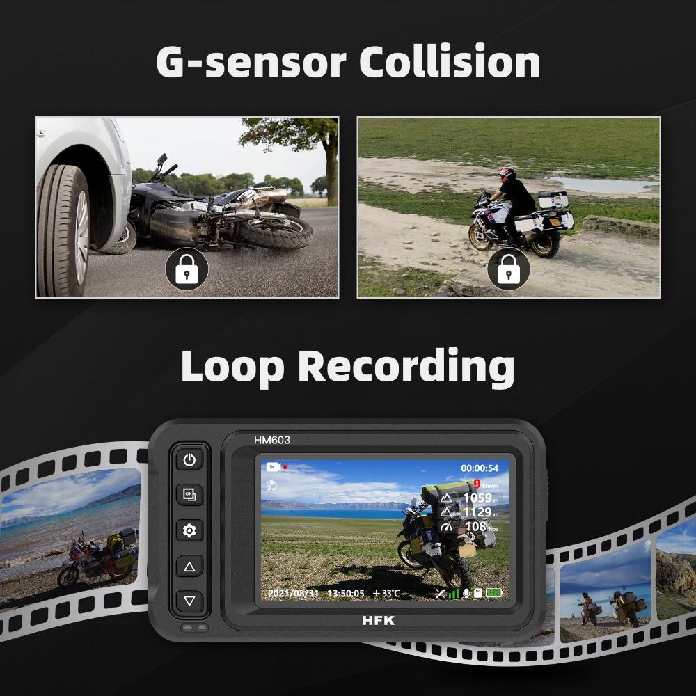 HFK HM603 Motorcycle Dash Cam – 2K Dual Lens, Waterproof with Night Vision and WiFi
