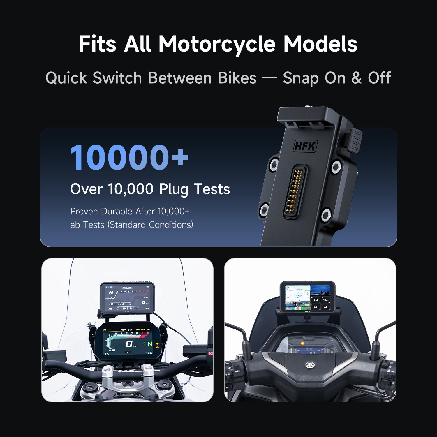 HFK HC50-RM Smart Motorcycle CarPlay GPS with Quick-Release & Dash Cam (Quick-Release)