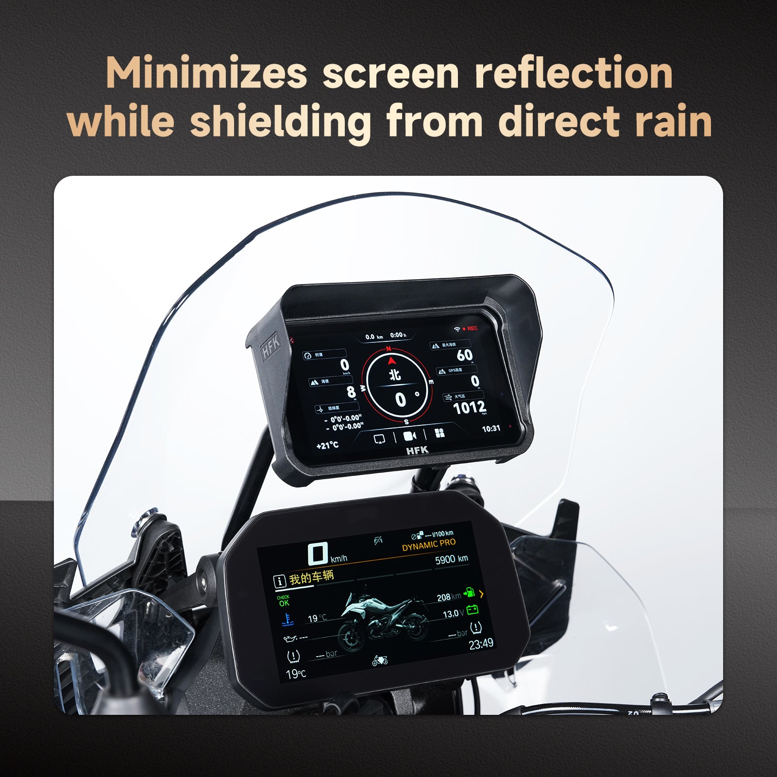 HFK Sun Shade HC50 Motorcycle Carplay Dashcam