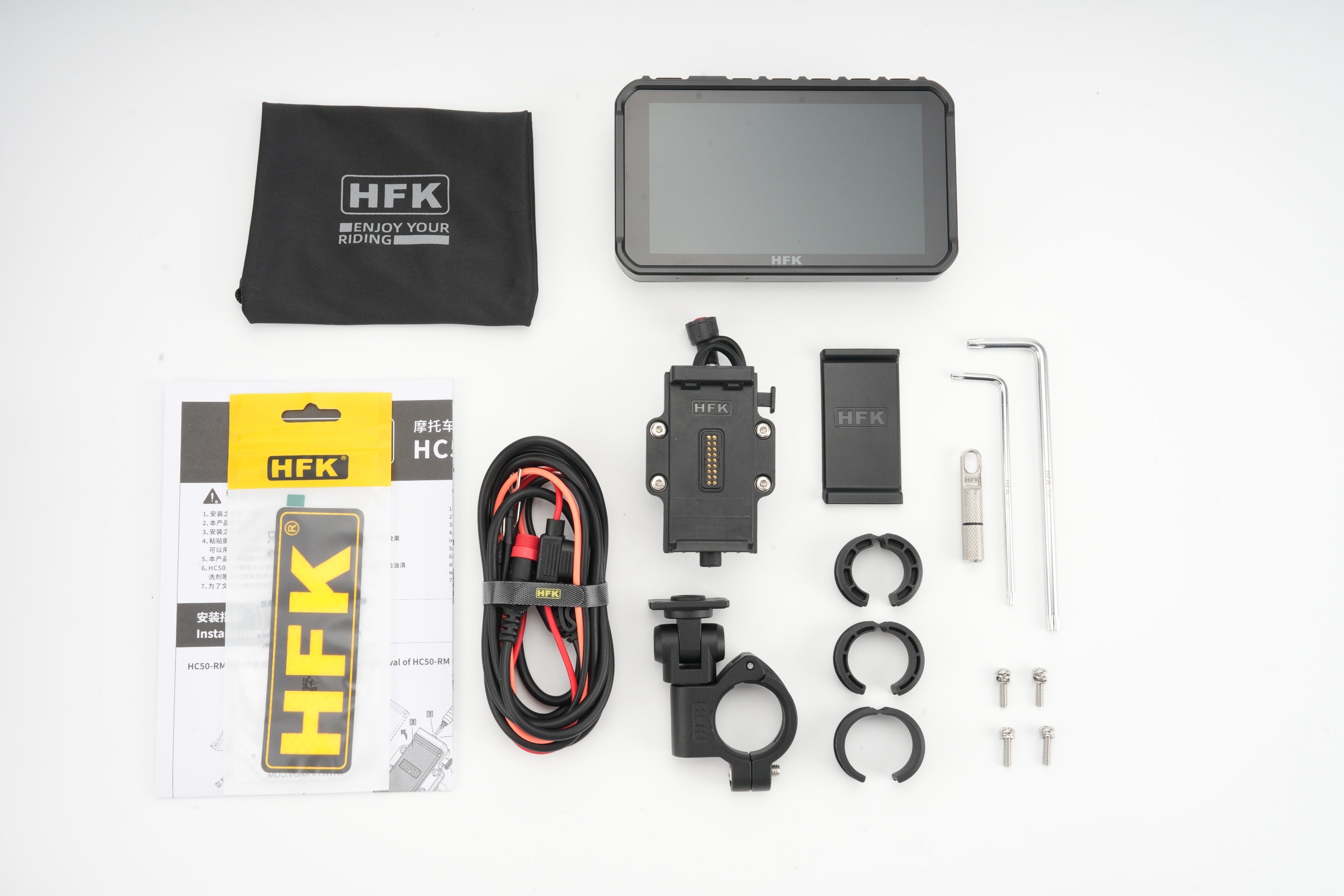 HFK HC50-RM Smart Motorcycle CarPlay GPS with Quick-Release & Dash Cam (Quick-Release)