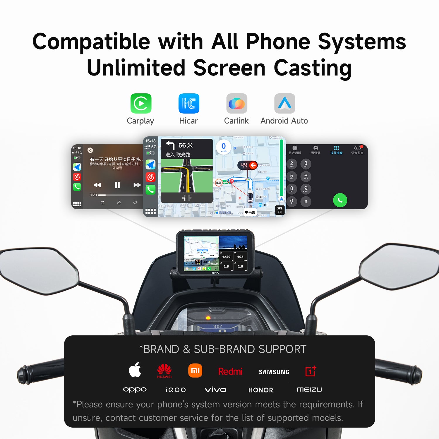 HFK HC50-RM Smart Motorcycle CarPlay GPS with Quick-Release & Dash Cam (BMW Kit)