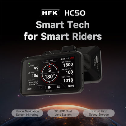 HFK   HC50   Motorcycle   Carplay  Dashcam –   Dual   Lens   Full   HD   Camera   with   Night   Vision