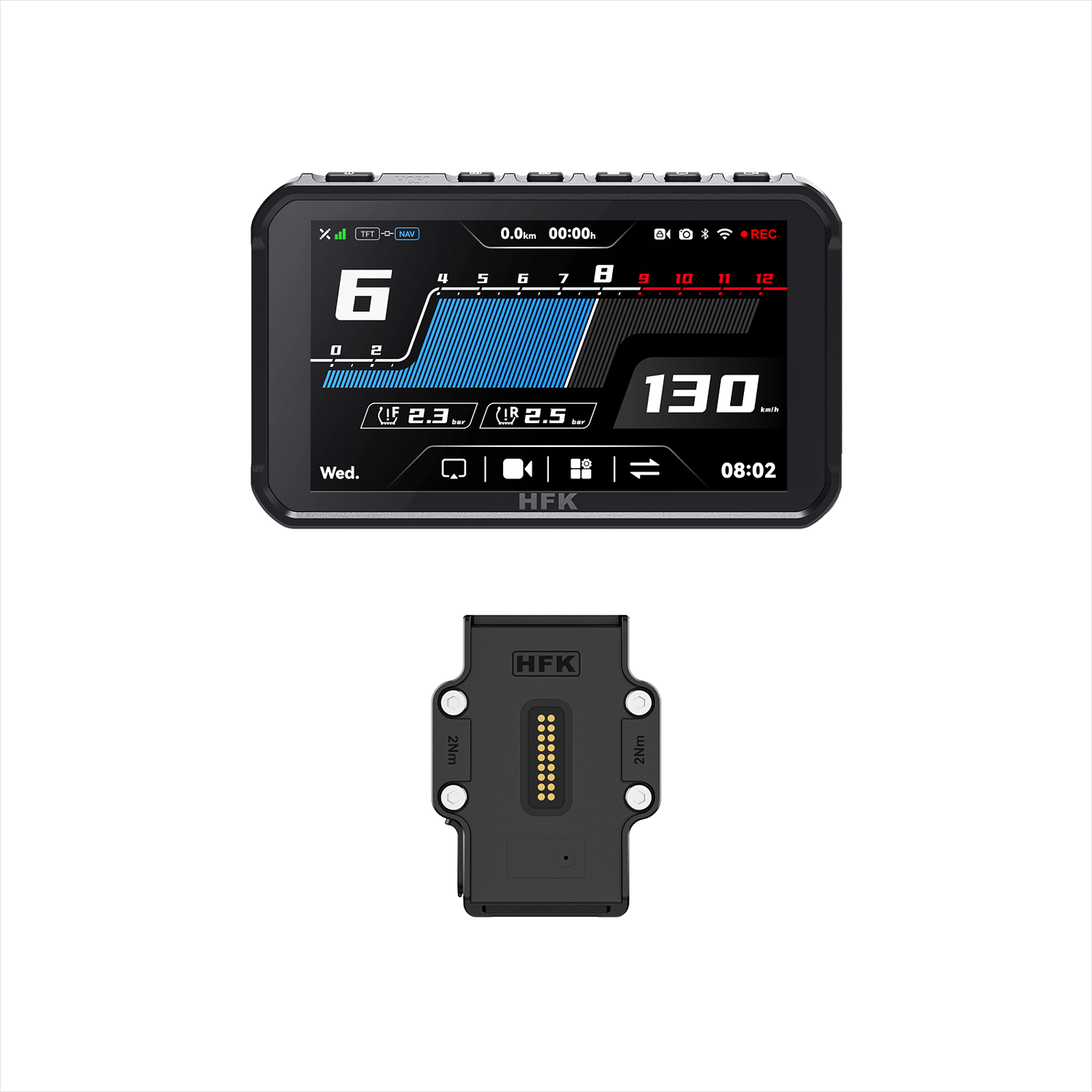 HFK HC50-RM Smart Motorcycle CarPlay GPS with Quick-Release & Dash Cam (BMW Kit)