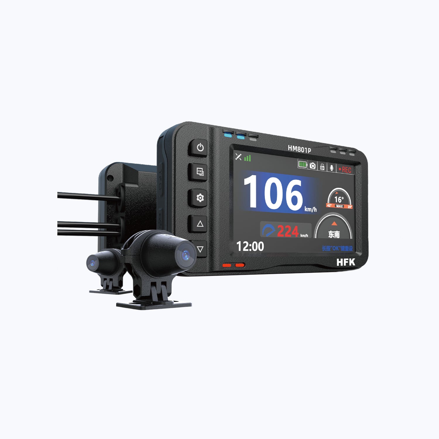 HFK HM801P Motorcycle Dash Cam – 2K Dual Lens with GPS, WiFi, Night Vision, and Parking Mode